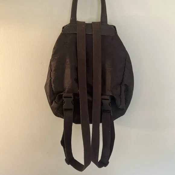 MCM Black Nylon and Leather Backpack with Gold Accents MCM Black Nylon and Leather Backpack with Gold Accents main image 3